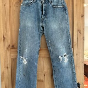 Vintage Levi’s 501s W30 L30s. Naturally distressed and paint stains.
